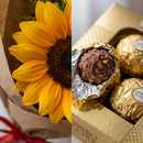 Buquê 3 Girassóis Com Ferrero Rocher 8 Unid.
