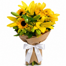 Buquê De Orquídeas e Lírios Amarelos