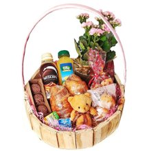 Cesta de Café da Manhã com Flor