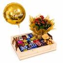 Cesta com Chocolates, Flor & Pelúcia