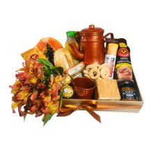 Cesta de Café Colonial com Flores Premium