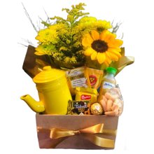 Cesta de Café Amor Alegria com Girassol