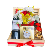 Cesta Afeto Amor com Vinho e Flores