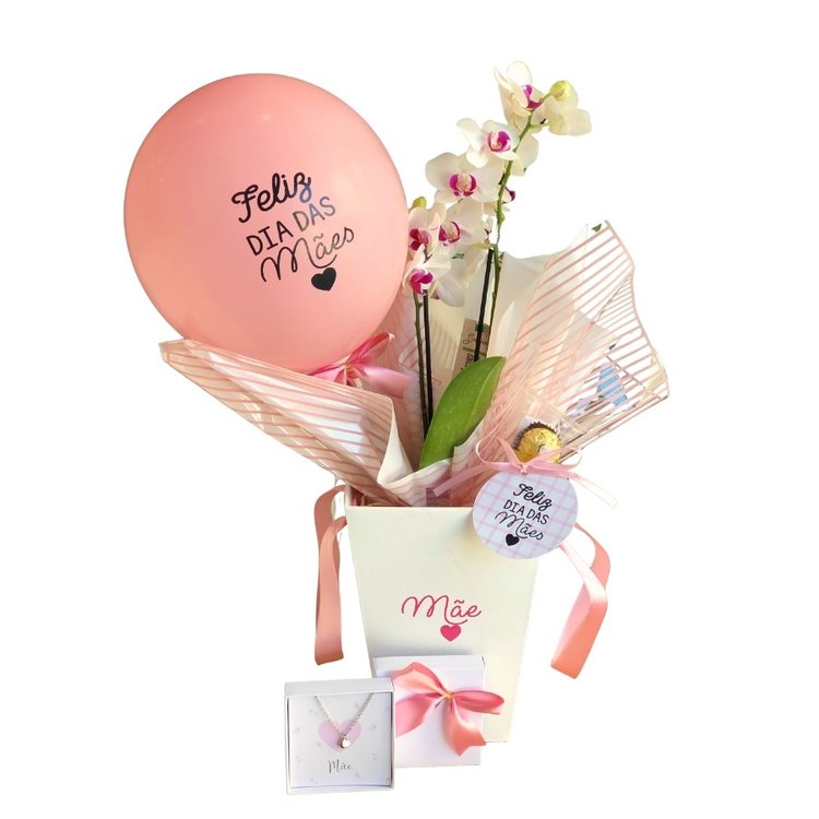 Cesta Dia das Mães Orquídea e Colar