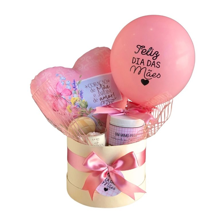 Cesta Dia Das Mães Almofada e Pote de Cookies