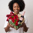 Caixa Coração com Rosas e Mini espumante 
