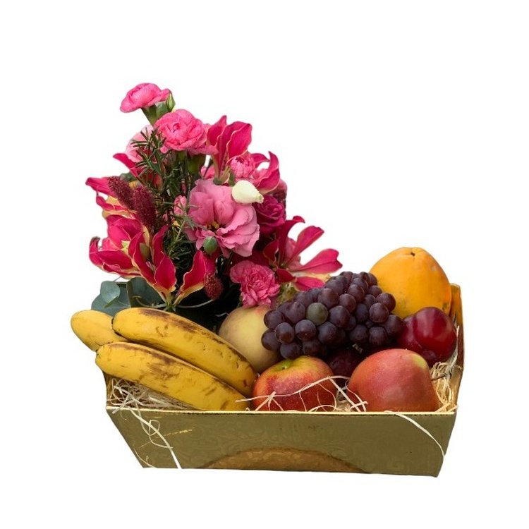 Cesta Mix Flores e Frutas