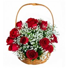 Cesta com 12 Rosas Vermelhas