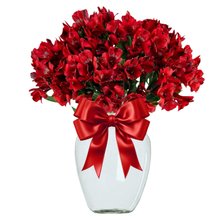 Vaso Flores Alstromerias Vermelhas