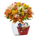 Vaso Alstromerias Degradê e Bombons