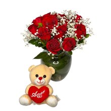 Arranjo de Rosas Vermelhas c/ Pelúcia