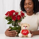 Arranjo de Rosas Vermelhas c/ Pelúcia