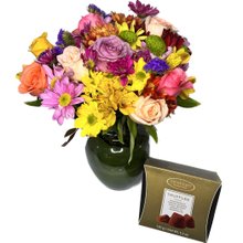 Vaso de Flores do Campo Mix Luxuoso Com Chocolate