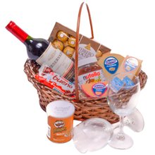 Cesta de Vinho com Chocolates Grande