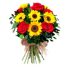 Buquê Girassóis e Rosas Vermelhas