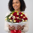 Bouquet 12 Rosas Vermelhas com Bombons Ferrero Rocher
