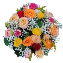 Bouquet 24 Rosas Coloridas 