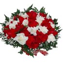Bouquet 36 Rosas Vermelhas e Brancas Especiais 