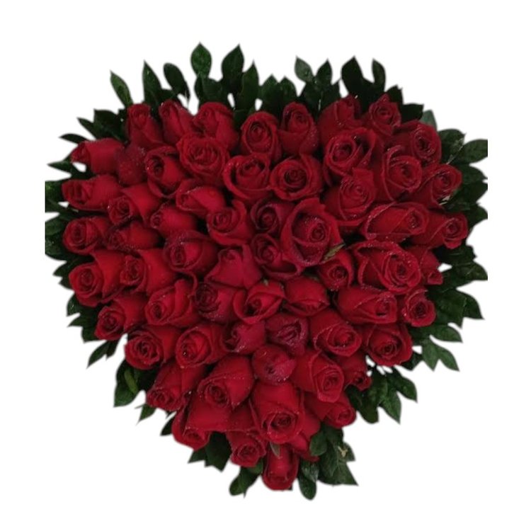 Coração 50 Rosas Vermelhas