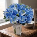 20 Rosas Tingidas de Azul  no Vaso