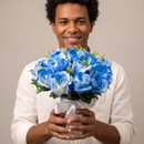 20 Rosas Tingidas de Azul  no Vaso