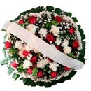 Coroa De Flores Redonda Vermelha e Branca