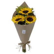 Buquê 3 Girassóis Papel Kraft 