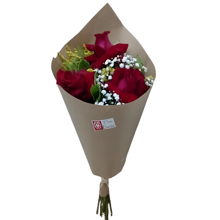 Buquê 3 Rosas Vermelhas No Papel kraft