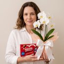 Bela Orquídea Branca com Chocolate
