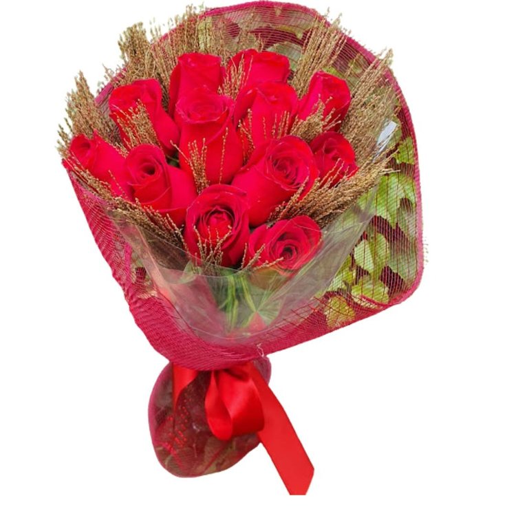 Bouquet 12 rosas na tela