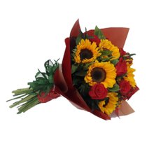 Buquê de Rosas com Girassol