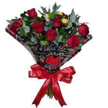 Buquê Rosas Vermelhas e Ferrero Rocher