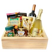 Cesta com Espumante e Vinho Boas Festas