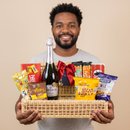 Cesta com Espumante Doces e Salgados Boas Festas