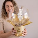 Orquídea Dentro do Balão no Box Glitter Dourado