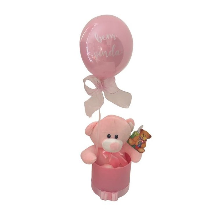 Bem-vinda Maternidade Rosa - Ursinho, Balão e Cachepô