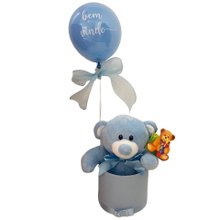 Bem Vindo Maternidade Azul - Ursinho, Balão e Cachepô