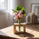 Mini Rosa Em Cubo Dourado