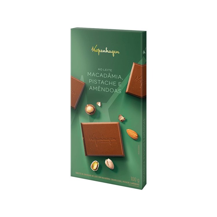 Tablete Com Macadâmia, Pistache E Amêndoas 100G