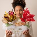 Cesta Presente com Chá Chocolate e Flores Secas