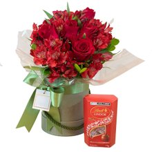 Kit Rosas Vermelhas e Bombons Lindt Lindor