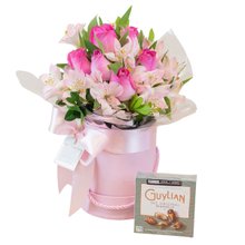 Kit Rosas Rosadas e Bombons Guylian