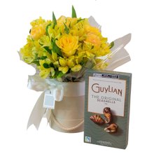 Kit Flores Amarelas e Bombons Guylian