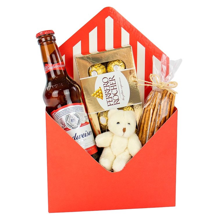Caixa Envelope Com Cerveja e Petiscos