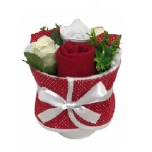 Presente Bebê Buquê Vermelho Poá Branco