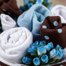 Presente Bebê Buquê Marrom com Azul