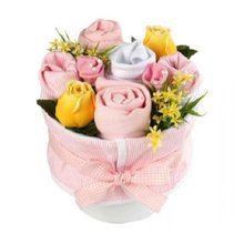Presente Bebê Buquê Rosa Listrado