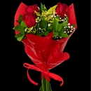 Buquê de 3 Rosas Vermelhas com Tango e Gipsofila