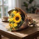 Buquê Radiante Rosas Amarelas e Girassol 