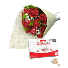 Kit Buquê de 12 Rosas Vermelhas & Rafaello
